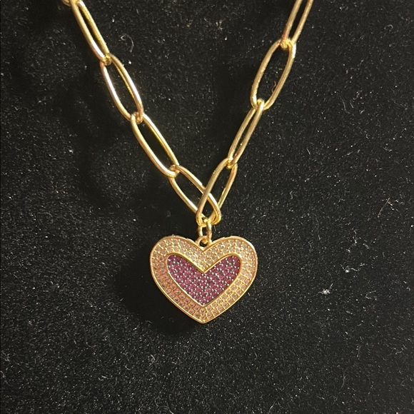 Melania Clara paperclip chain necklace with crystal heart - Picture 1 of 3